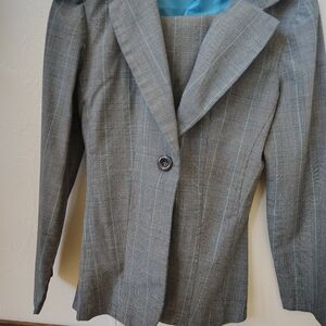 My Michelle Gray Blue Plaid Women's Juniors Pant Suit 2 Piece Set Size 5/6